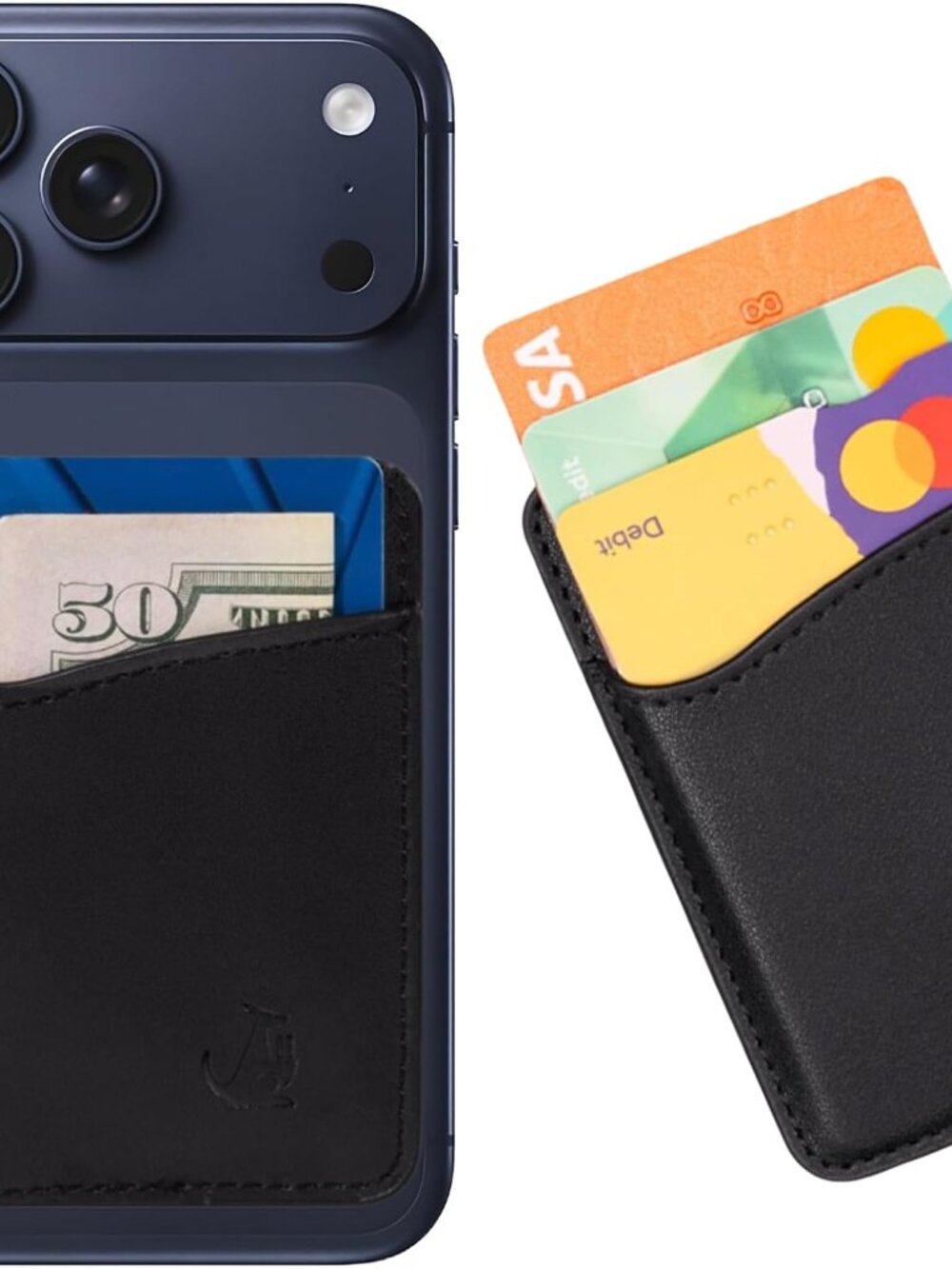 Premium Leather Cell Phone Wallet Stick On - Android and iPhone Wallet and Card